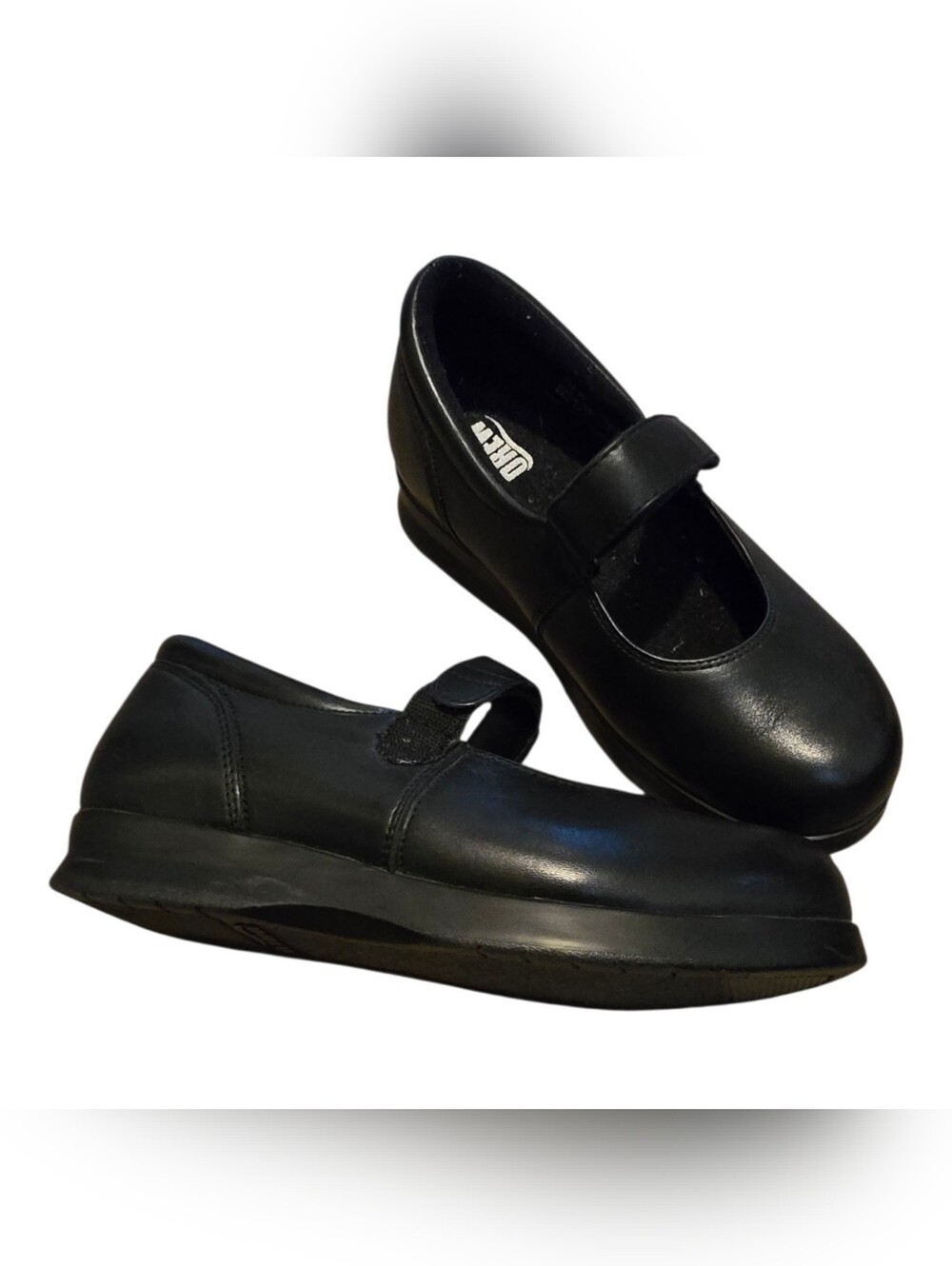 Drew Mary Jane Black Leather Orthopedic Comfort Shoes Women's 7.5 W Wide